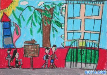 古田第二小学这周的美术作业 小区的景象怎么画 【附图】